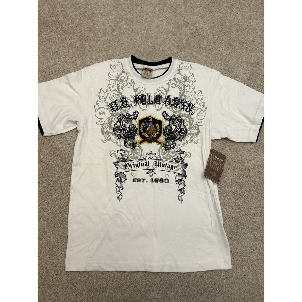 NWT Kids US Polo assn Embroidered Graphic T Shirt Short Sleeve Size 10/12 M